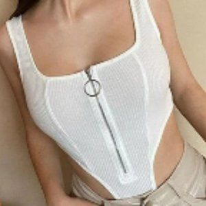 SHEIN ICON O-ring Zip Up Bodysuit